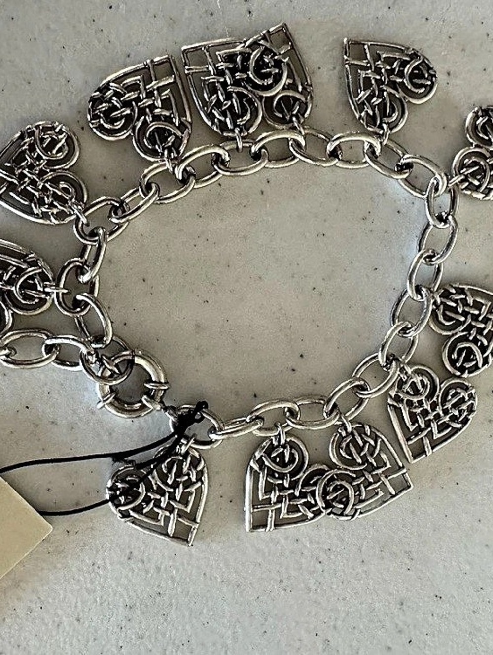 NWT Patricia Nash Scandinavian Knot Heart Charm Bracelet Silver Ox OS